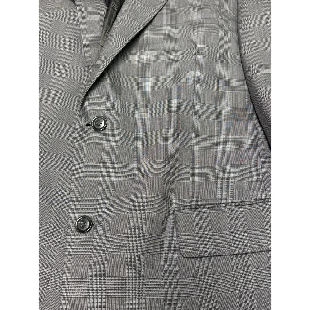 Jos. A. Bank Mens 42L Grey Glen Plaid 100% Wool 2 Piece Suit Blazer W36‎ L31